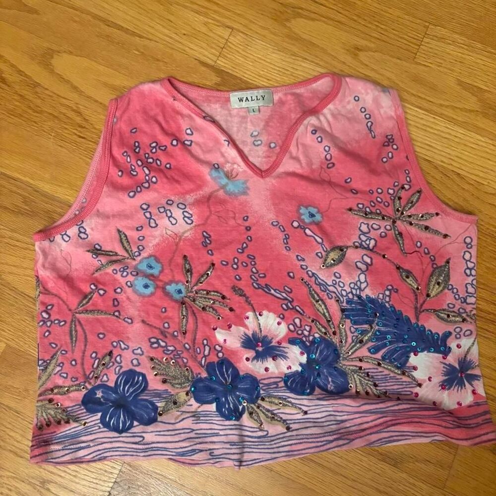 Vintage Pink floral tank top